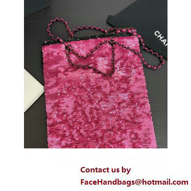 CHANEL Sequins  &  Black Metal FUCHSIA  &  Black Shopping Bag AS4856 2024